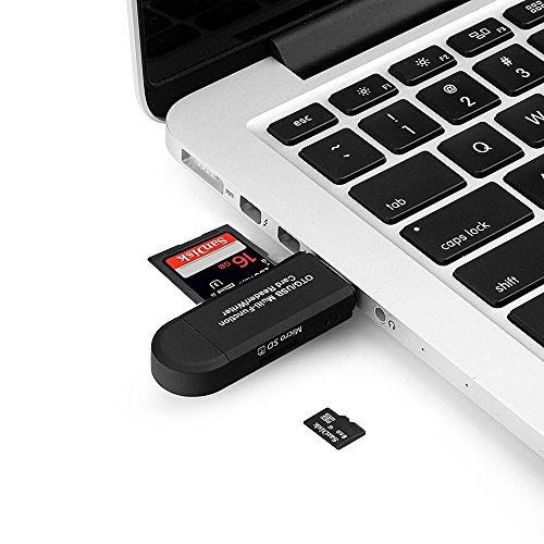 REY Adaptador OTG USB y Micro USB Multifunción con Lector de Tarjetas de Memoria SD y Micro SD