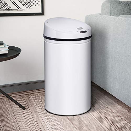 Ribelli Sensor-Mülleimer Cubo de Basura, Acero Inoxidable, Blanco, 30 litros