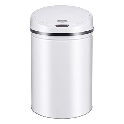 Ribelli Sensor-Mülleimer Cubo de Basura, Acero Inoxidable, Blanco, 30 litros