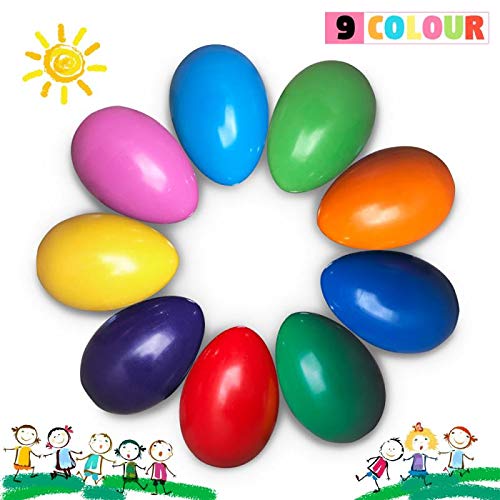 Richgv® Crayones para Niños, Ceras Irrompibles de Colores,9 Colores, no Tóxicos, Lavables, Buen Material de Escritura y Dibujo para Niños, Apilables, Juguetes para Bebés y Niños (Huevo)