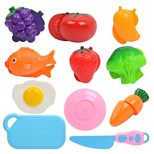 Rigrer Juguetes de simulación de Cocina, con ollas y ollas de Acero Inoxidable, Utensilios de Cocina, Delantal y Gorro de Chef, Kit de Corte de Verduras, Adecuado para niños, niños pequeños-31 Piezas