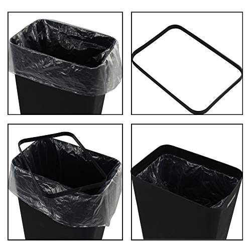 Rinboat 14 L Cubo de Basura Basurero Papelera de Plástico para Oficina o Cocina, Color Negro, 1 Paquete