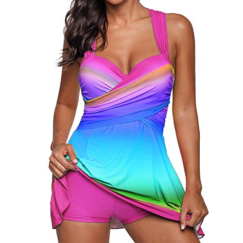 riou Conjunto de Tankinis Mujer Talla Grande Traje de baño Push up Beachwear Bikini Acolchado Gran Talle Alto con Estampado Degradado Playa de Verano de Dos Piezas Traje de baño