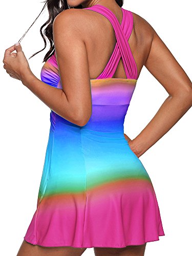 riou Conjunto de Tankinis Mujer Talla Grande Traje de baño Push up Beachwear Bikini Acolchado Gran Talle Alto con Estampado Degradado Playa de Verano de Dos Piezas Traje de baño