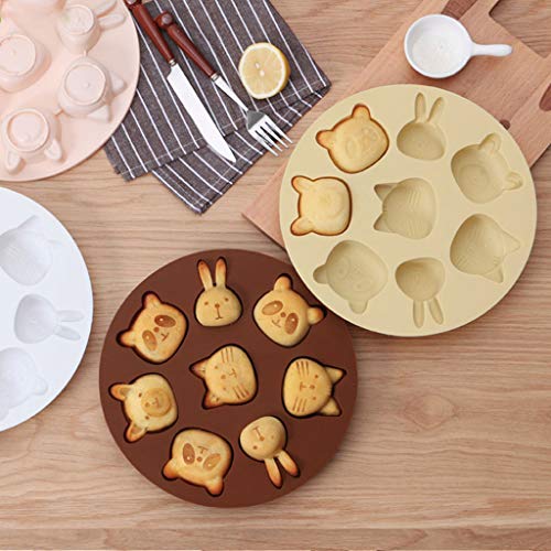 RK-HYTQWR Molde de Silicona de Dibujos Animados de 7 cavidades Molde de Pastel de Fondant de Helado Herramienta para Hornear Galletas, Molde de Pastel de arroz Integral, Marrón