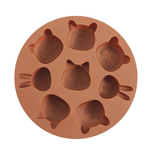 RK-HYTQWR Molde de Silicona de Dibujos Animados de 7 cavidades Molde de Pastel de Fondant de Helado Herramienta para Hornear Galletas, Molde de Pastel de arroz Integral, Marrón