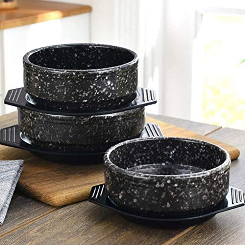 RONGJJ Cazuela, Ollas De Arcilla para Cocinar Cazuela De Arcilla Cazuela Caliente para Bibimbap Y Sopa, Comida Coreana, Promueve La Salud De Usted Y Su Familia, Black, 0.84Quart