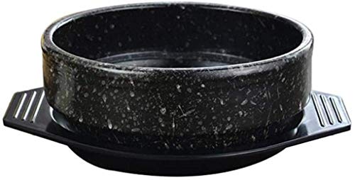 RONGJJ Cazuela, Ollas De Arcilla para Cocinar Cazuela De Arcilla Cazuela Caliente para Bibimbap Y Sopa, Comida Coreana, Promueve La Salud De Usted Y Su Familia, Black, 0.84Quart