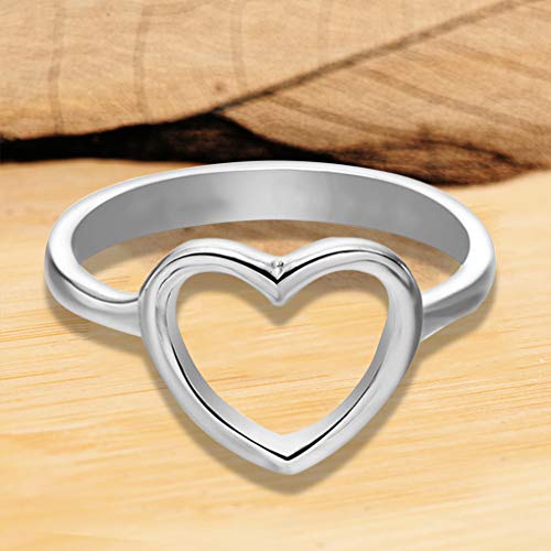 rongweiwang en Forma de corazón Hueco de Las Mujeres Anillo de aleación en Forma de Porro Ajustable Mujer Mujer Girl Girl Accesorios de joyería, Plata