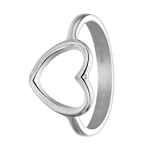 rongweiwang en Forma de corazón Hueco de Las Mujeres Anillo de aleación en Forma de Porro Ajustable Mujer Mujer Girl Girl Accesorios de joyería, Plata