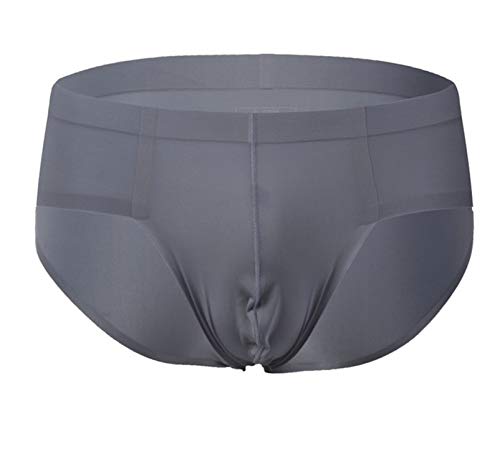 Ropa Interior para Hombre Escritos de los Hombres de Verano Calzoncillos de Seda de Hielo Transparente bajo la Cintura Bragas Atractivas, E Gray, L