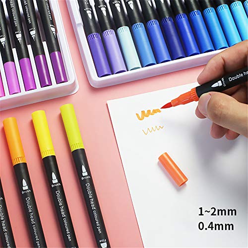 Rotuladores Punta Pincel 60 Color Rotuladores Doble Punta Acuarelables Profesionales, Dual Tip Brush Pen para Adultos Niños Caligrafía, Lettering, Bocetos, Dibujo