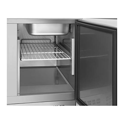 Royal Catering Mesa refrigerada RCKT-90/70 (240 L, Encimera de acero inoxidable, Compresor de 207 W, 2 cámaras de refrigeración, Refrigerante R600a)