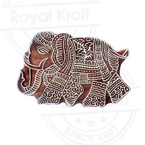 Royal Kraft Exclusivo Madera Impresión Amplio Elefante Diseños Grande Bloque Sellos