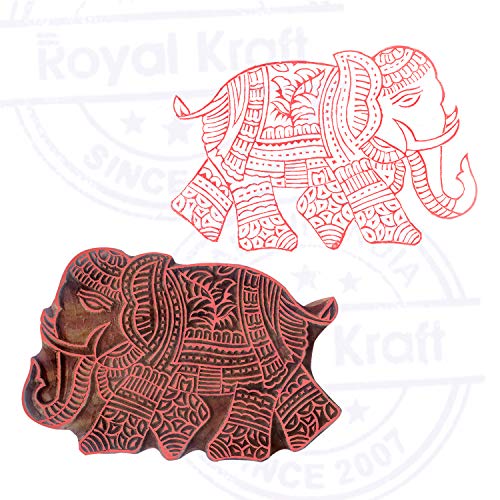 Royal Kraft Exclusivo Madera Impresión Amplio Elefante Diseños Grande Bloque Sellos