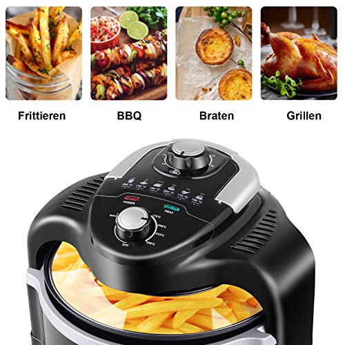 rsvpd freidora de aire caliente, Airfryer, freidora con convección halógena y lámpara infrarroja, Capacidad Variable, weniges aceite/sin aceite, 7 L, 1000 W, 4 kg