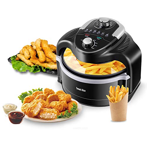 rsvpd freidora de aire caliente, Airfryer, freidora con convección halógena y lámpara infrarroja, Capacidad Variable, weniges aceite/sin aceite, 7 L, 1000 W, 4 kg