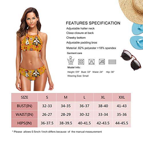RTBB Conjunto de bikini para mujer con estampado 3D de calavera de azúcar con flores de 2 piezas Negro Negro ( XL