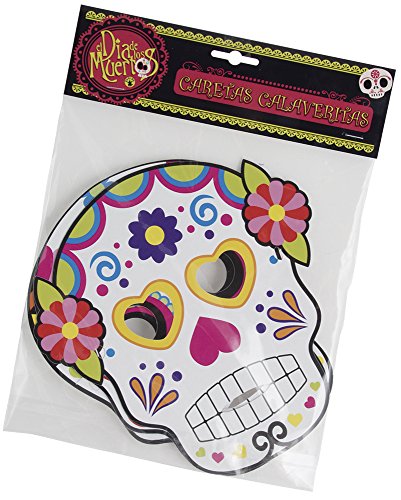 Rubies-S3185 Set 3 Caretas cartón Día de los muertos, multicolor, Talla única (Rubie's Spain S3185)