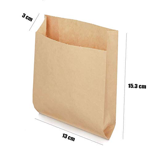 RUBY - 100 Kraft Bolsa de Papel marrón, Bolsas de Regalo/Bolsas de Fiesta/Calendario de adviento/Navidad/Bodas/Fiestas de cumpleaños/mercados/cafeterías de bricolaje(13cm x 15.5cm, 100 unids)