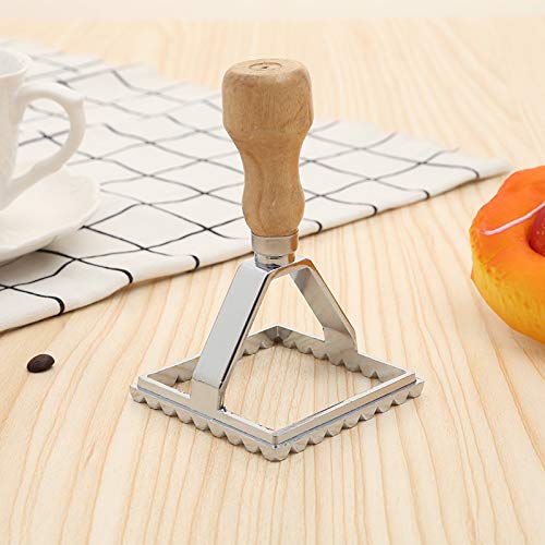 Ruosaren 3 piezas Ravioli Stamp Maker Cutter con mango de madera Juego de moldes de corte y sellado de ravioles