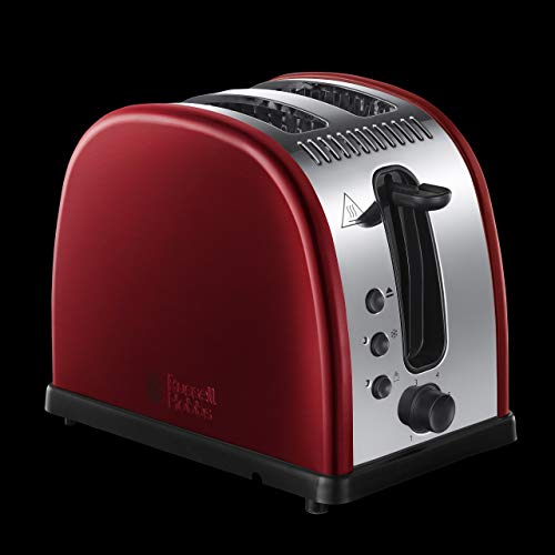 Russell Hobbs Legacy - Tostadora (2 Ranuras Cortas y Anchas, para 2 Rebanadas, Acero Inoxidable, Rojo) - ref. 21291-56