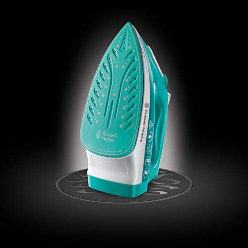 Russell Hobbs Light & Easy Brights - Plancha de Ropa de Vapor (2400W, Suela de Cerámica Coloreada, Azul) -ref. 24840-56