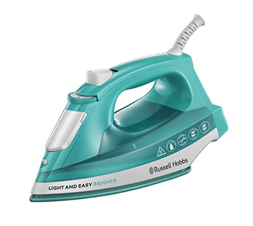 Russell Hobbs Light & Easy Brights - Plancha de Ropa de Vapor (2400W, Suela de Cerámica Coloreada, Azul) -ref. 24840-56