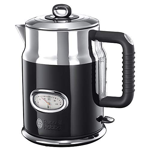 Russell Hobbs Retro - Hervidor de Agua Eléctrico (2400 W, 1,7l, Acero Inoxidable, Negro) - ref. 21671-70