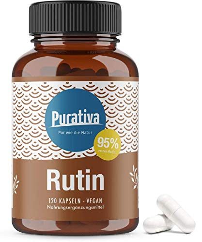 Rutina altamente dosificada - 120 cápsulas - 95% rutina - 550 mg Styphnolobium japonica - sófora - dosis superior - vegana - producida y verificada en Alemania (DE-ÖKO-005)