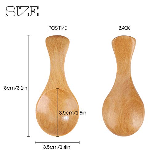 RZKJ-SHOP Cucharas pequeñas de Madera, Sal de Baño Cuchara con Mango Corto para Pequeños Tarros de Mermelada, Especias, Especias, Azúcar, Miel, Té, Mostaza (10 Unidades)