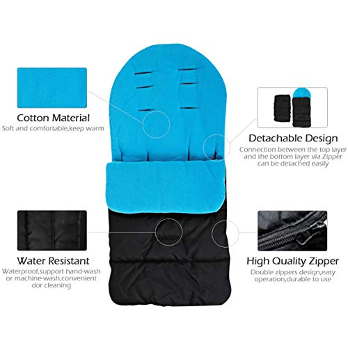 Saco de dormir y funda para pies de bebé de la marca Jiele, cómoda, cálida, resistente contra el viento azul azul