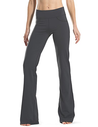 Safort Pantalones Yoga Tiro Regular Bootcut Campana - Medidas Largo 71cm/ 76cm/ 81cm/86cm - 4 Bolsillos, Gris, XL