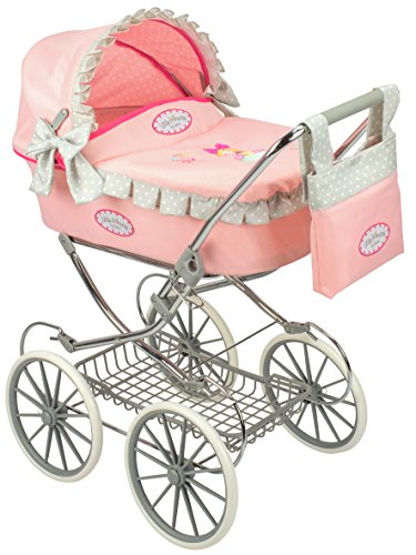 Saica Little Princess Coche de muñecas clásico, Altura hasta el Manillar de 78 cm, capazo con 57 cm de Largo (9298)