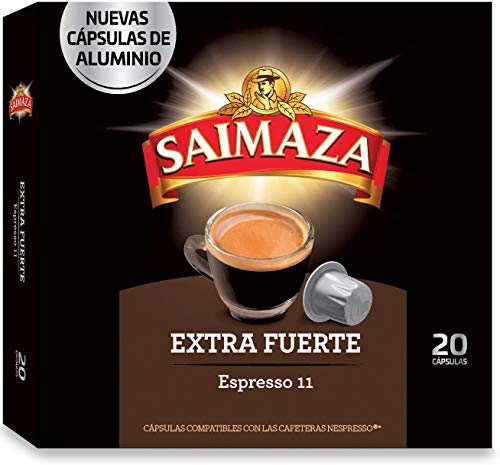 Saimaza Café Extra Fuerte Espresso 11 - 200 cápsulas de aluminio compatibles con máquinas Nespresso (R)* (10 Paquetes de 20 cápsulas)