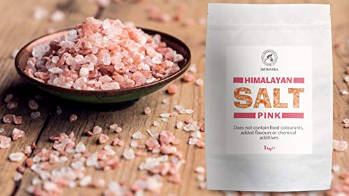 Sal Rosa del Himalaya Natural 1kg - Sal Rosa Comestible 1000g - Sal Rosa Natural de Pakistán - Sal de Mesa Cristal 3-5 mm - Ricos Elementos & Minerales - Condimento de Calidad, Sin Refinar