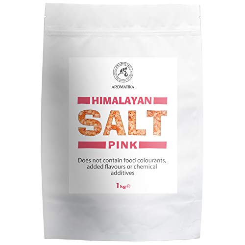 Sal Rosa del Himalaya Natural 1kg - Sal Rosa Comestible 1000g - Sal Rosa Natural de Pakistán - Sal de Mesa Cristal 3-5 mm - Ricos Elementos & Minerales - Condimento de Calidad, Sin Refinar