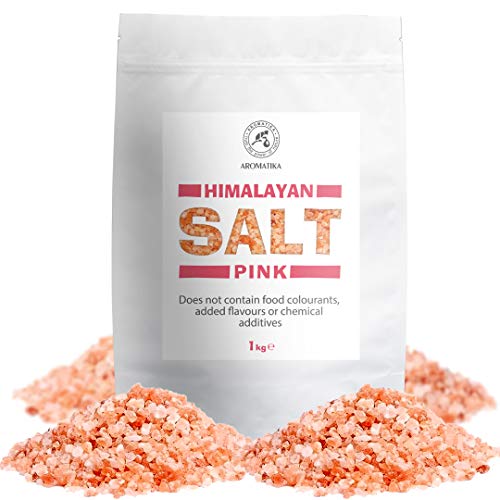 Sal Rosa del Himalaya Natural 1kg - Sal Rosa Comestible 1000g - Sal Rosa Natural de Pakistán - Sal de Mesa Cristal 3-5 mm - Ricos Elementos & Minerales - Condimento de Calidad, Sin Refinar