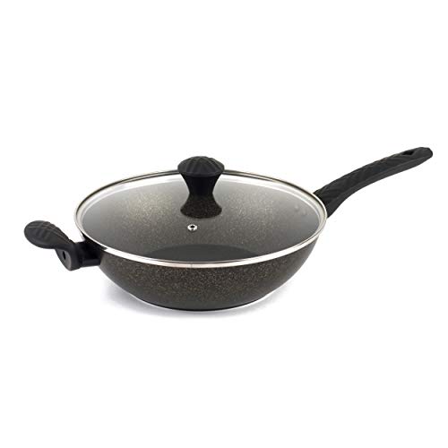 Salter BW08005TE Wok antiadherente dorado Megastone | 28 cm | Apto para lavavajillas de utensilios de metal | Resistente a la corrosión | En, 28 cm, Aluminio