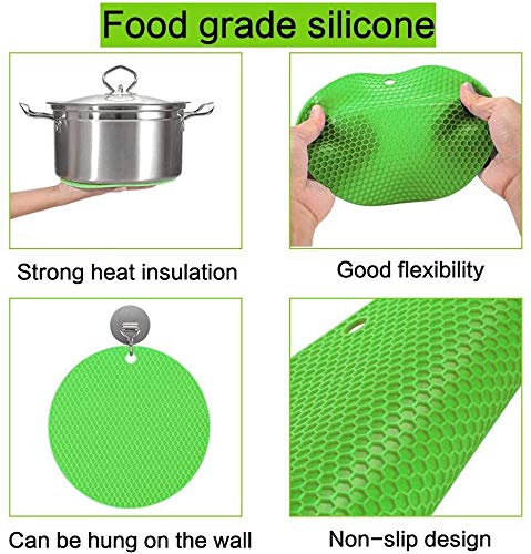 Salvamanteles de Silicona Tapete de Mesa Redondo para Olla Caliente de Alta Temperatura Protección Mesa de Cocina Comedor (6 Piezas)