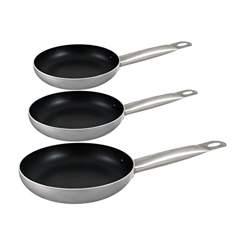 San Ignacio PK1789 3pc sartenes 18,20,24 cms, Aluminio prensado, inducción, con Set 4 Cuchillos de Cocina, Acero Inoxidable