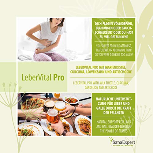 SanaExpert LeberVital Pro, Suplemento Nutricional para el Hígado y los Riñones, Capsulas Depurativas con Extracto de Cardo Mariano, Alcachofa, Cúrcuma, Raíz de Diente de León, pack de 3 unidades (3)