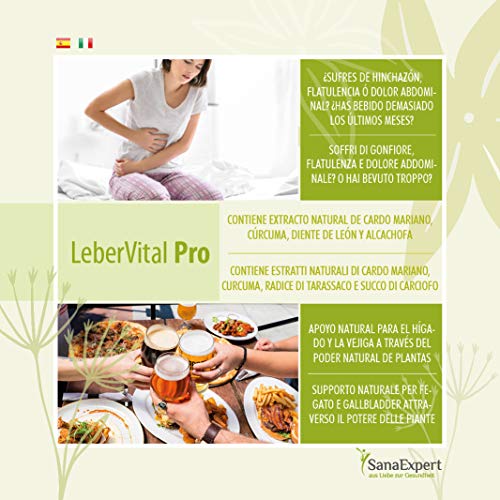 SanaExpert LeberVital Pro, Suplemento Nutricional para el Hígado y los Riñones, Capsulas Depurativas con Extracto de Cardo Mariano, Alcachofa, Cúrcuma, Raíz de Diente de León, pack de 3 unidades (3)