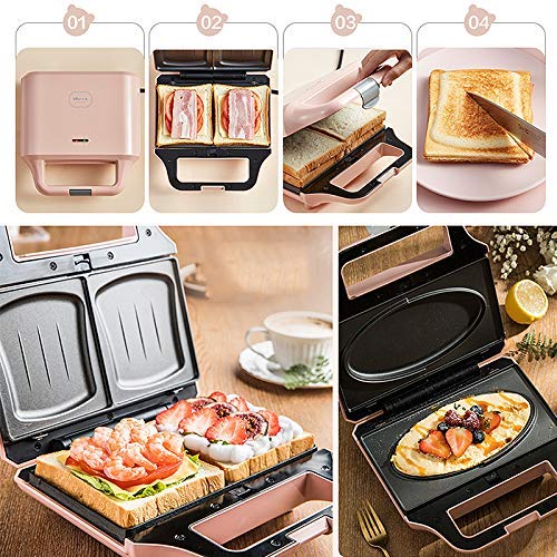 Sandwich Toastie Cafetera, Tostadora Sandwich, de tamaño completo profundo Relleno sandwichera con las placas no se pegue, Easy Clean - 640W HUERDAIIT