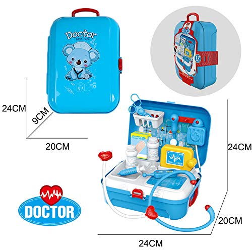 Sanlebi Pretender Maletín de Médico, Mochila Enfermera para Juego de rol para Niños 3 Años, Azul