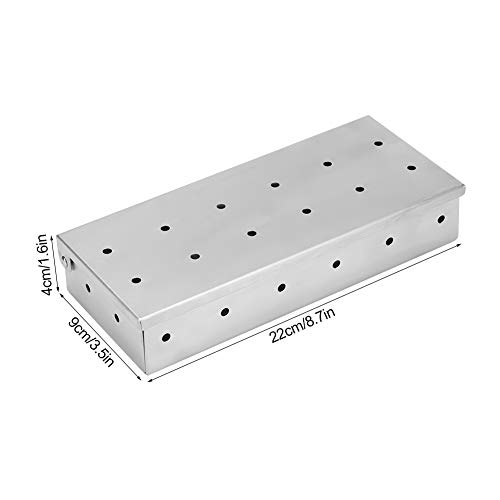 SANON Caja de Barbacoa Caja de Ahumador de Parrilla de Carne de Acero Inoxidable para Carbón de Leña.