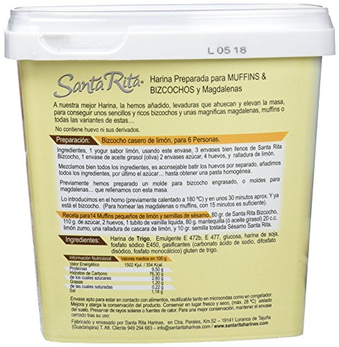 Santa Rita Harina para Muffins & Bizcochos y Magdalenas - 6 Paquetes de 430 gr - Total: 2580 gr