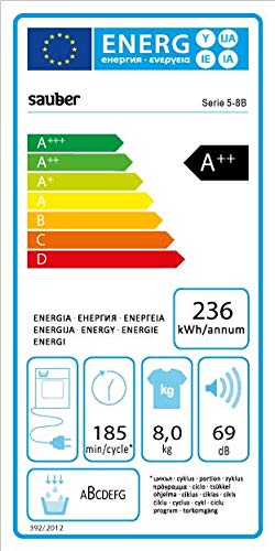 Sauber - Secadora de Bomba de Calor SERIE 5-8B 8 kg - Eficiencia energética: A++ - INSTALACIÓN INCLUIDA