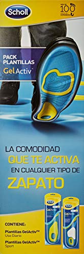 Scholl Gel Activ, pack de 2 plantillas, uso diario y sport, para hombre, talla 40-46.5, total 4 plantillas