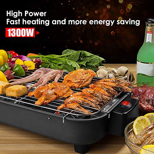 SEAAN Barbacoa Electrica sin Humo1300W Multifunción Parrilla de Barbacoa Portátil Hogar BBQ 220V Placa De Parrilla Eléctrica Doméstica Interior al Aire Libre Fiesta Cena en el Jardín Sabor De BBQ Real